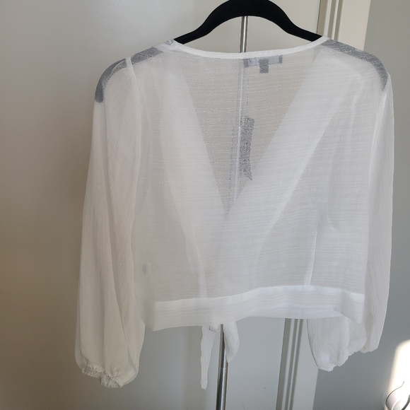 Lulu's In the Breeze Sheer Long-Sleeve Tie-Front T - Picture 2 of 7